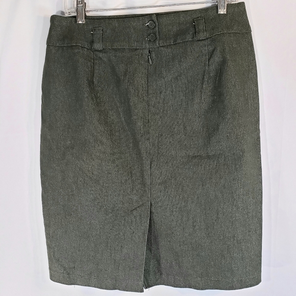 NYC Dark Green Back Slit Straight Skirt w/ Pockets Size 10 - Picture 3 of 8